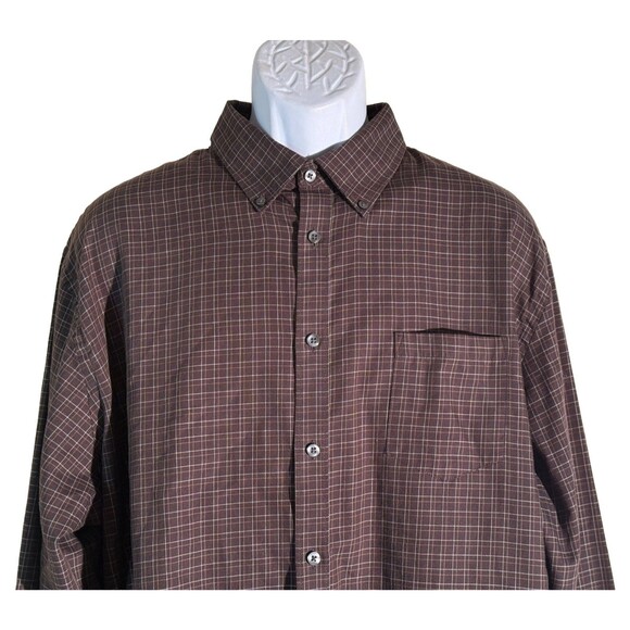 VAN HEUSEN Men's Long Sleeve Button Down Shirt Brown XL 17-17 1/2 - Picture 2 of 5